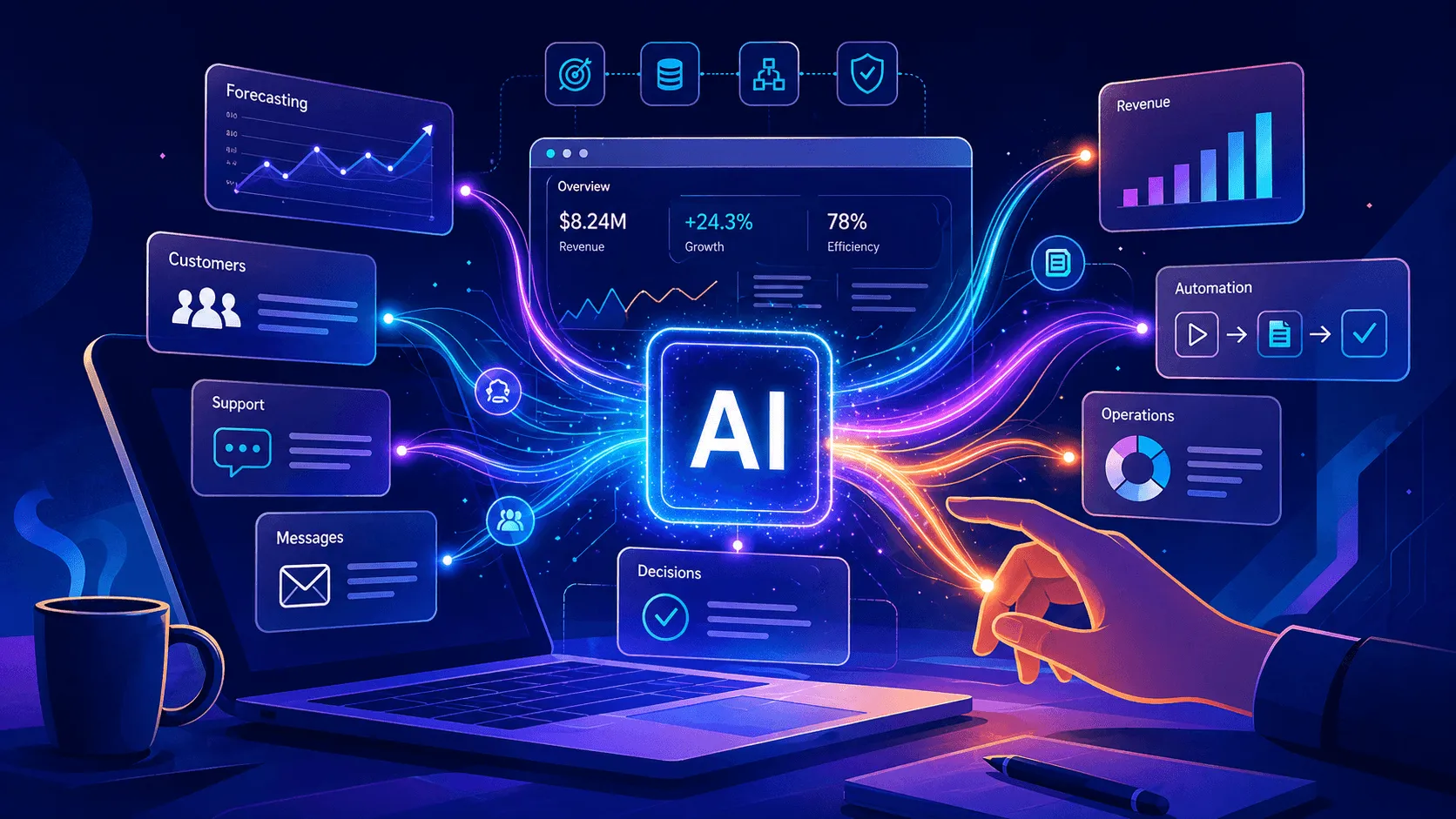 Diagram of an AI operating system built by Skyline Dev Labs