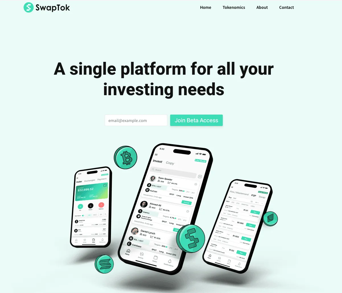 Swaptok signal trading app screens
